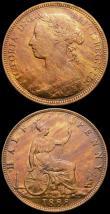 London Coins : A167 : Lot 2461 : Halfpennies (2) 1858 8 over 6 Peck 1547 GEF with traces of lustre, some edge knocks and small spots,...