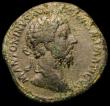 London Coins : A167 : Lot 364 : Sestertius Marcus Aurelius Reverse: Salus standing left, holding patera and cornucopia, 20.27 gramme...