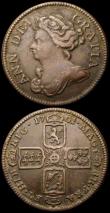 London Coins : A168 : Lot 1022 : Jettons (2) 1702 Queen Anne, reverse four shields in cruciform 23.5mm diameter in brass? GVF, 1761 Q...