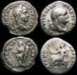 London Coins : A168 : Lot 1066 : Roman Denarius (3) Severus Alexander 226AD. Rev.Severus Alexander standing left, sacrificing over al...