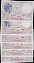 London Coins : A168 : Lot 165 : France Banque de France 5 Francs Pick 72d (Fayette F3.11) dated 21st April 1927 signatures Platte &a...