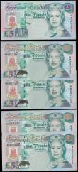 London Coins : A168 : Lot 190 : Gibraltar Government 5 Pounds H.M. Queen Elizabeth II 1995-2000 issues (5) all about UNC - UNC compr...