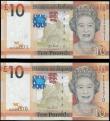 London Coins : A168 : Lot 221 : Jersey 10 Pounds Replacement issues Pick 34 (BY JE35) ND 2010 signature Ian Black and a consecutivel...