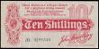 London Coins : A168 : Lot 24 : Ten Shillings Bradbury T9 First issue Dash in No. ornate font and 6 digit serial issued 1914 serial ...