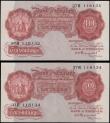 London Coins : A168 : Lot 38 : Ten Shillings Peppiatt B236 Pre-war First Period Red-Brown Unthreaded issues 1934 (2) a consecutivel...