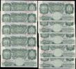 London Coins : A168 : Lot 50 : One Pounds Peppatt Fourth period B260 Green Britannia medallion Threaded issues 1948 (10) a consecut...