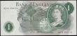 London Coins : A168 : Lot 67 : One Pound Page QE2 portrait & seated Britannia B302 Replacement issue 1967 serial number M27R 35...
