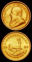 London Coins : A168 : Lot 846 : South Africa 1/10 Krugerrands (2) 1980 and 1982 both Unc
