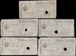 London Coins : A168 : Lot 93 : Margate Isle of Thanet 14, 21 days and 1 month sight notes of different values dated 1799 punch-hole...