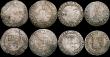 London Coins : A169 : Lot 1209 : Hammered a small group (8) Shillings (3) Edward VI Fine Silver Issue, (1551-1553) Mintmark Tun. Jame...
