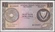 London Coins : A169 : Lot 137 : Cyprus Central Bank 1 Pound Pick 43b dated 1st May 1973 serial number H/64 120057, UNC and a pleasin...