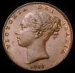 London Coins : A169 : Lot 1384 : Farthing 1849 as Peck 1570, 4 over lower 4, No stop after date, the B of BRITANNIAR with no serifs, ...