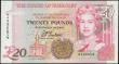 London Coins : A169 : Lot 192 : Guernsey 20 Pounds Pick 58a (BY GU63a) ND 1996 Thomas De La Rue Print signature Trestain serial numb...