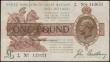 London Coins : A169 : Lot 27 : One Pound Bradbury Third Issue T16 Ireland in title & Dot in No. issue 1917 serial number D/20 1...