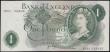 London Coins : A169 : Lot 65 : One Pound Page QE2 portrait & seated Britannia ERROR note B322 (BY Error Ref. E3f(iii)) issue 19...