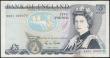 London Coins : A169 : Lot 74 : Five Pounds Gill B353 Blue L (Lithography) 1mm Security thread issue 1988 very FIRST RUN and LOW BIN...
