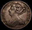London Coins : A170 : Lot 1715 : Halfcrown 1712 Roses and Plumes, UNDECIMO edge ESC 582, Bull 1374, Fine, the reverse slightly better