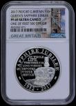 London Coins : A170 : Lot 521 : Five Pound Crown 2017 Queen Elizabeth II Sapphire Jubilee Silver Proof Piedfort S.L51 Reverse: The I...