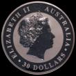 London Coins : A170 : Lot 768 : Australia 30 Dollars Kookaburra 2017P One Kilo of .999 Silver Lustrous UNC lightly toned with a few ...