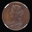 London Coins : A171 : Lot 1574 : Halfpenny 1861 Freeman 281 dies 7+F, Copper Proof in an NGC holder and graded PF63 BN, Very Rare and...