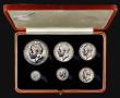 London Coins : A171 : Lot 343 : Proof Set 1927 (6 coins) Crown to Silver Threepence Bright UNC I the hard box of issue, the box with...