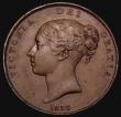 London Coins : A172 : Lot 1126 : Penny 1858 DEF with F struck over a B, an unusual restrike, NVF/GF with an edge bruise, unlisted by ...