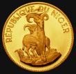 London Coins : A172 : Lot 637 : Niger 25 Francs Gold 1968 Reverse: Barbary Sheep KM#9.1 Gold Proof nFDC with the odd small contact m...