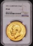 London Coins : A172 : Lot 952 : Five Pounds 1911 Gold Proof S.3994 in an NGC holder and graded PR62 appears conservatively graded