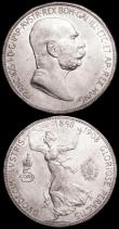 London Coins : A173 : Lot 1216 : Austria 5 Corona 1908 Joseph I 60th Anniversary of Reign KM#2809 EF