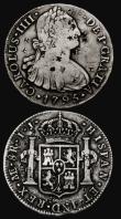 London Coins : A173 : Lot 1498 : Peru 8 Reales 1795 LIMAE IJ KM#97 Near Fine/Fine with chopmarks, Brazil 960 Reales 1814B KM#307.1 NV...