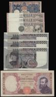 London Coins : A173 : Lot 169 : Italy 5 Lire Dell'Ara and Porena Pick 23e EF, 10,000 Lire Pick 97d aVF, 10,000 Lire 3.11.1982 P...