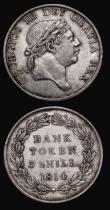 London Coins : A173 : Lot 2386 : Three Shilling Bank Token 1814 ESC 422, Bull 2083 VF, One Shilling and Sixpence Bank Token 1814 ESC ...