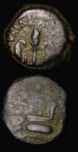 London Coins : A174 : Lot 1055 : Ancients (2) Roman Provincial Ae15 Tiberius and Pontius Pilate (AD26-36) Obverse: Lituus, Reverse LI...