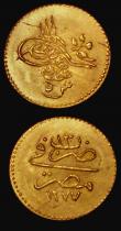 London Coins : A174 : Lot 1242 : Egypt 5 Qirsh Gold AH1277/13 (1872) KM#255 (2) GVF and lustrous GEF