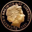 London Coins : A174 : Lot 1294 : Guernsey Five Pounds 2001 Queen Elizabeth II 75th Birthday KM#108b Gold Proof FDC uncased in capsule...