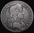 London Coins : A174 : Lot 1473 : Crown 1678 8 over 7 TRICESIMO edge, as ESC 55, Bull 402 with double struck A in MAG VG or better/app...