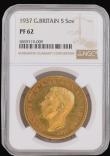 London Coins : A174 : Lot 1618 : Five Pounds 1937 Proof S.4074 in an NGC holder and graded PF62 always a very popular issue and keenl...