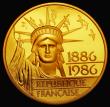 London Coins : A175 : Lot 1001 : France 100 Francs Gold 1986 Centenary of the Statue of Liberty KM#960 Gold Proof, the reverse with a...