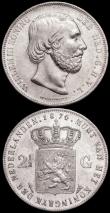 London Coins : A175 : Lot 1109 : Netherlands 2 1/2 Gulden 1874 Privy mark Sword in scabbard KM#82 EF