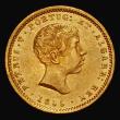 London Coins : A175 : Lot 1122 : Portugal 1000 Reis Gold 1855 Pedro V KM#495 VF/GVF, the only Pedro V 1000 Reis gold issue