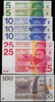 London Coins : A175 : Lot 121 : Netherlands 100 Gulden 14.5.1970 GVF, 25 Gulden 10.2.1971 (2) VF-EF, 10 Gulden 25.4.1968 (3) one AU ...