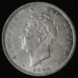 London Coins : A175 : Lot 1716 : Shilling 1826 ESC 1257, Bull 2409, UNC and choice with blue and golden tone over original mint lustr...