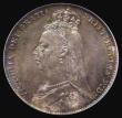 London Coins : A175 : Lot 1723 : Shilling 1891 ESC 1358, Bull 3145, Choice UNC with an attractive deep blue/green tone enhanced by fl...