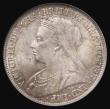 London Coins : A175 : Lot 1726 : Shilling 1895 Large Rose ESC  1364A, Bull 3160 UNC displaying a choice blue and gold subtle tone, in...