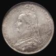 London Coins : A175 : Lot 1787 : Sixpence 1887 Jubilee Head Withdrawn type, ESC 1752, Bull 3264, UNC with attractive golden toning, i...