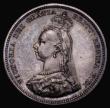 London Coins : A175 : Lot 1940 : Shilling 1887 Jubilee Head Proof ESC 1352, Bull 3138, Davies 982 dies 1C, nFDC with blue-grey tone