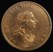 London Coins : A175 : Lot 2028 : Halfpenny 1799 6 Raised Gunports, Peck 1249, UNC with practically full mint lustre, an eye-catching ...