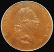 London Coins : A175 : Lot 2145 : Penny 1799 Pattern by Droz BHM 465, Montagu 28, Obverse Bust right GEORGIUS III : D:G: REX, Reverse ...