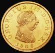 London Coins : A175 : Lot 2148 : Penny 1806 Proof in Gilt Copper, the base of the 1 missing and the 0 open at the top, Peck 1325, KP3...
