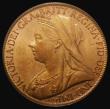 London Coins : A175 : Lot 2301 : Penny 1901 Freeman 154 dies 1+B Choice UNC with practically full mint lustre, with small tone spots,...